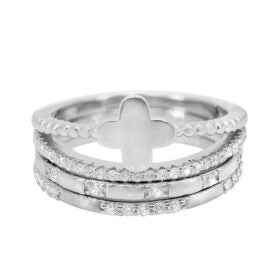 Sterling Silver with Rhodium 3 Piece Stackable Ring