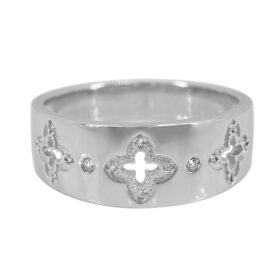 Sterling Silver with Rhodium Cubic Zirconia Cross Ring