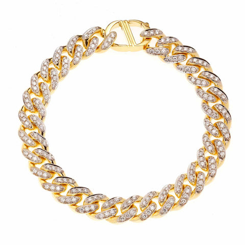AD 18K Yellow Gold And Diamonds 310 Miami Cuban Bracelet