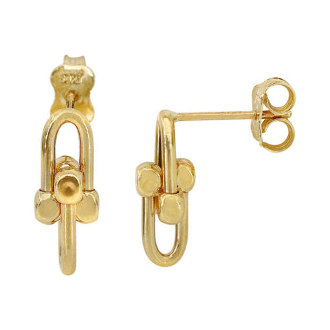 10K Gold Link Stud Earrings