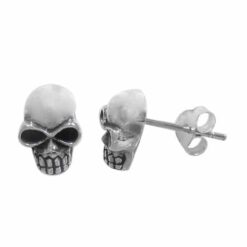 Sterling Silver Skull Head Stud Earrings