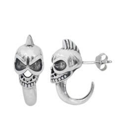 Sterling Silver Skull Head Stud Earrings