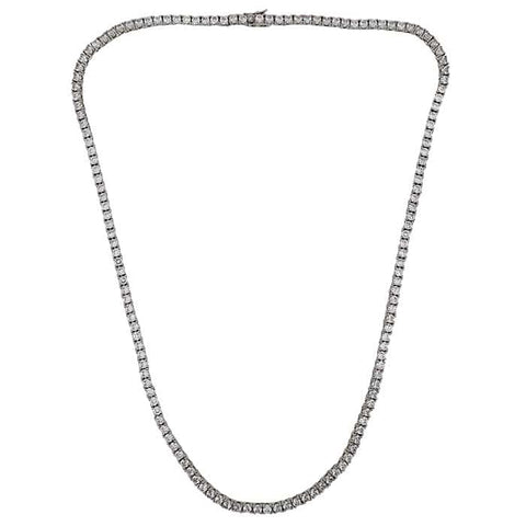 Sterling Silver with Rhodium Cubic Zirconia Tennis Necklace
