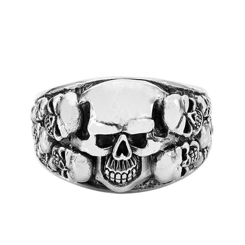 Sterling Silver Multi Skull Head Ring