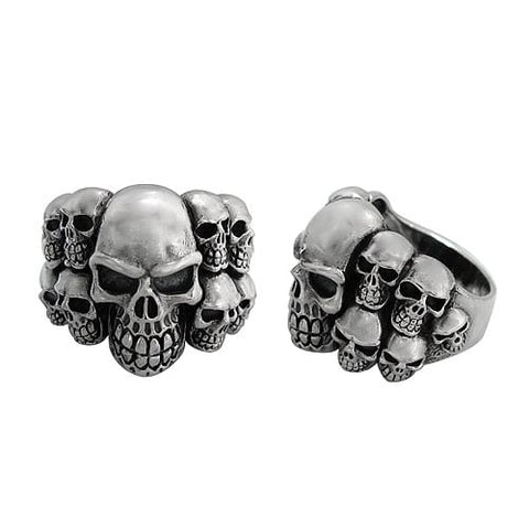 Sterling Silver Multi Skull Head Ring