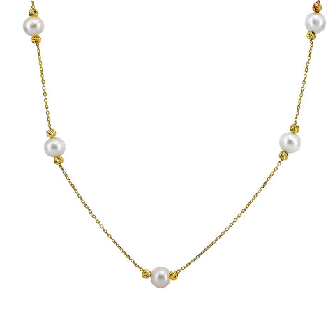 10KT Gold 16" Fresh Water Pearl Necklace