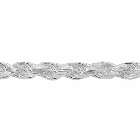 Sterling Silver 3.2mm Diamond Cut Rope Chain Bracelet