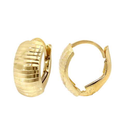10K Gold, Diamond Cut Hoop Earrings