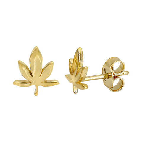 10K Gold Leaf Stud Earrings