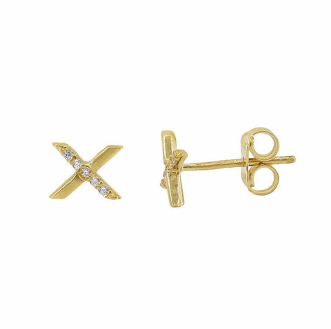 10K Gold Cubic Zirconia X Stud Earrings