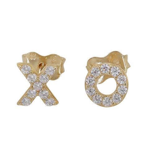 10K Gold Cubic Zirconia XO Stud Earrings