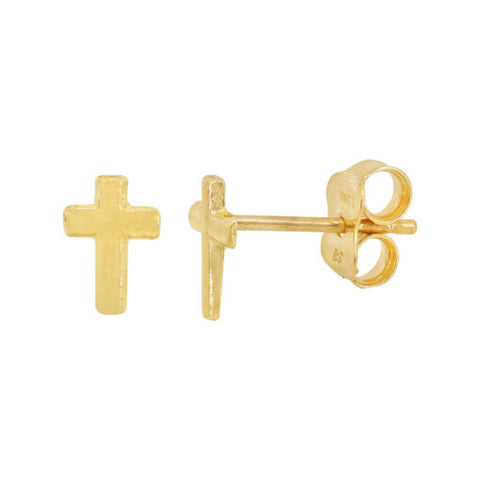 10K Gold Cross Stud Earrings