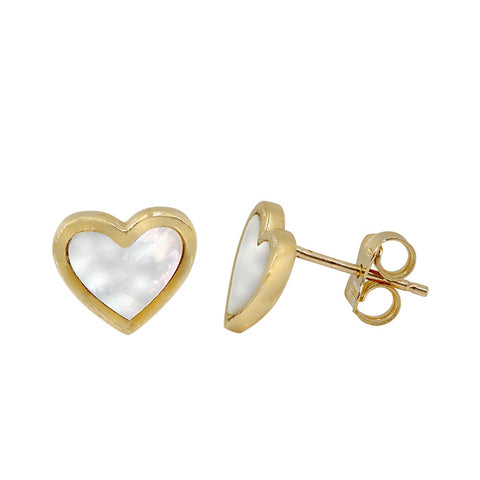 10K Gold Mother Of Pearl Butterfly Stud Earrings