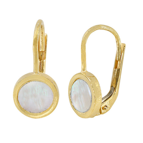 10K Gold Mother Of Pearl Earrings
