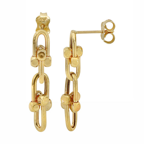 10K Gold Link Stud Earrings