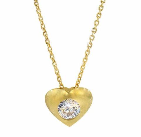 10K Gold Cubic Zirconia Heart Necklace