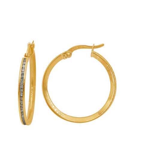 10K Gold Cubic Zirconia Hoop Earrings