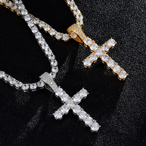 Cross Iced-Out Cubic Zirconia Pendant and Necklaces 
