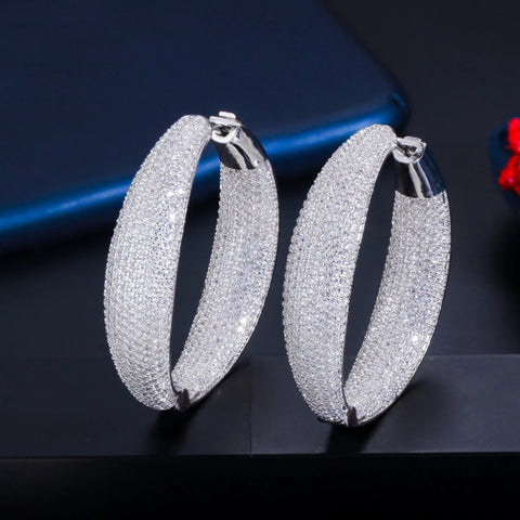 Luxury Micro Pave Cubic Zirconia Hoop Earrings