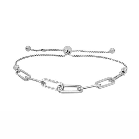 Sterling Silver with Rhodium Paperclip Bracelet