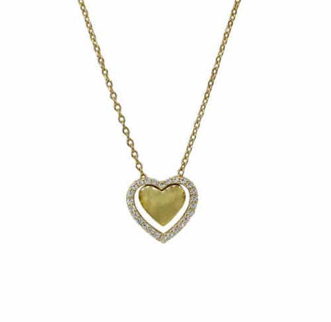 Sterling Silver with Gold Heart Necklace