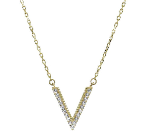 10K Gold Cubic Zirconia “V” Necklace