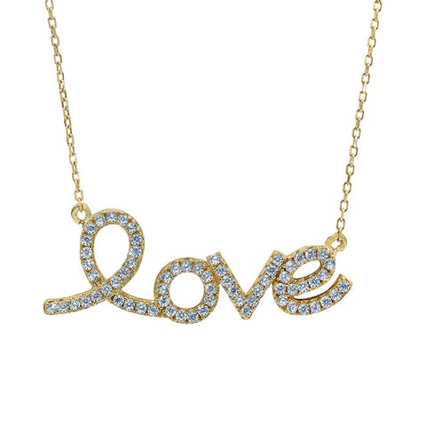 10K Gold Cubic Zirconia Love Necklace