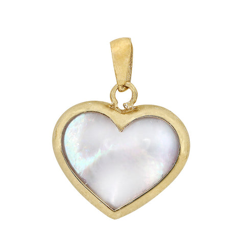 10K Gold Mother Of Pearl Heart Pendant
