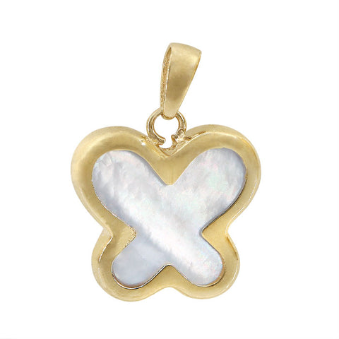 10K Gold Mother Of Pearl Butterfly Pendant