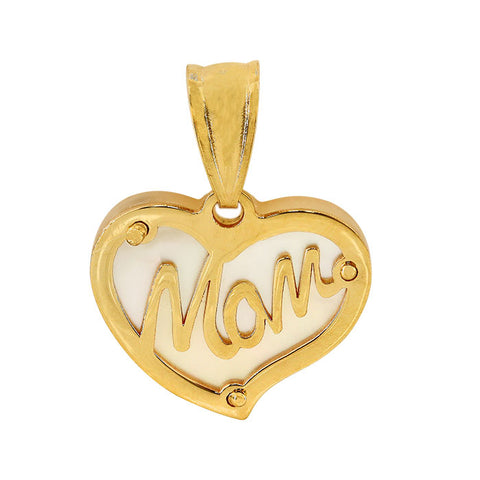 10K Gold Mother Of Pearl Mom Pendant