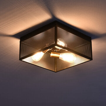 LED Ceiling Light Fixture. Industrial 4-Light Flush Mount Ceiling Light Rectangle Without Bulb