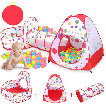 3-in-1 Kids Play Tent. Baby Tunnel Game, House Ball, Pit Pool, Indoor Outdoor Playground